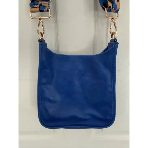 Ah-Dorned Blue Leather Animal Print Strap Crossbody Bag - Picture 2 of 9